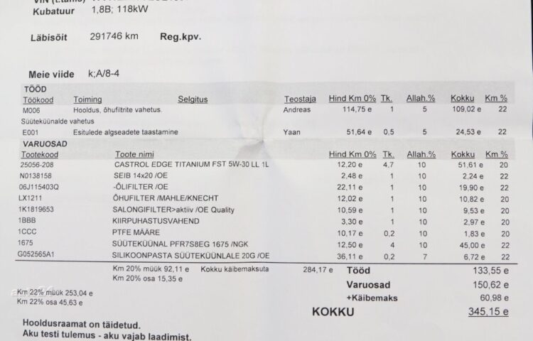 Osta käytetty Volkswagen Passat Variant Comfortline 1.8 118 kW  väri  Tallinnasta